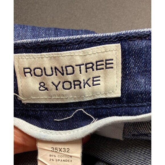 Roundtree & Yorke Men's 35/32‎ Core Comfort Blue Denim Pleated Front Jeans Pants - Picture 4 of 4